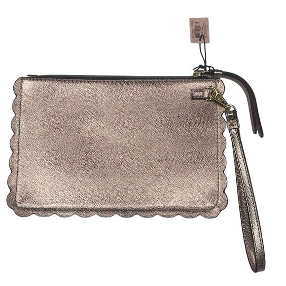 Victoria’s Secret Wristlet Clutch Rose Gold Metallic Cut Out Make Up Bag NWT - Picture 2 of 8